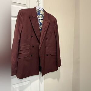 ALTON LANE Red Double-Breasted Sport Coat with Classic Tailoring Sz 42R